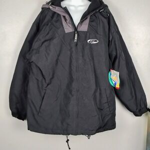 Spalding Top Flite Mens Black Gray Bioclimatic Fleece Lined Hooded Jacket XL vtg